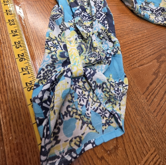 Ruby Rd Woman Blue Green Multi-Color Roll Sleeve Plus Size 2X Top - Picture 5 of 9